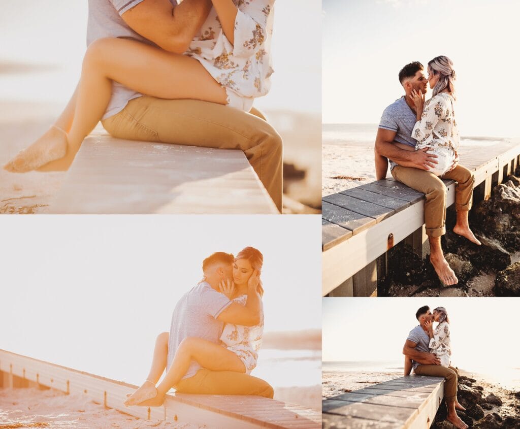 Couples photography close-ups showing man and woman's faces, tender moments, laughing together, beach golden hour lighting, authentic connection portraits