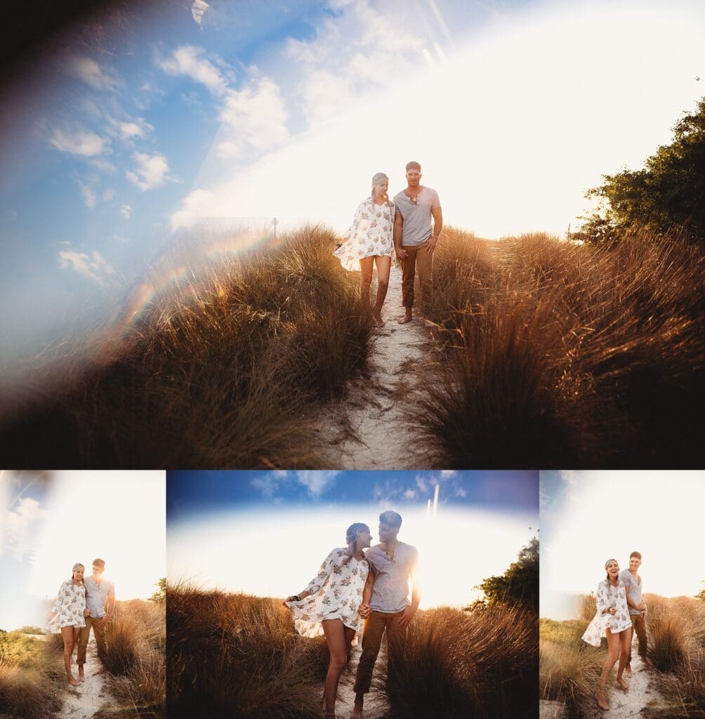 Intimate couples photography displaying gentle touches, hand holding details, profile shots, black and white and color versions, emotional engagement moments